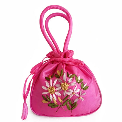 Women Handbag Shoulder Ladies Floral Embroidered Purse Messenger Satchel Top Handle Tote Shopping Bag