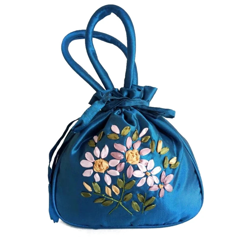Women Handbag Shoulder Ladies Floral Embroidered Purse Messenger Satchel Top Handle Tote Shopping Bag