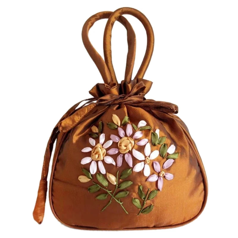 Women Handbag Shoulder Ladies Floral Embroidered Purse Messenger Satchel Top Handle Tote Shopping Bag