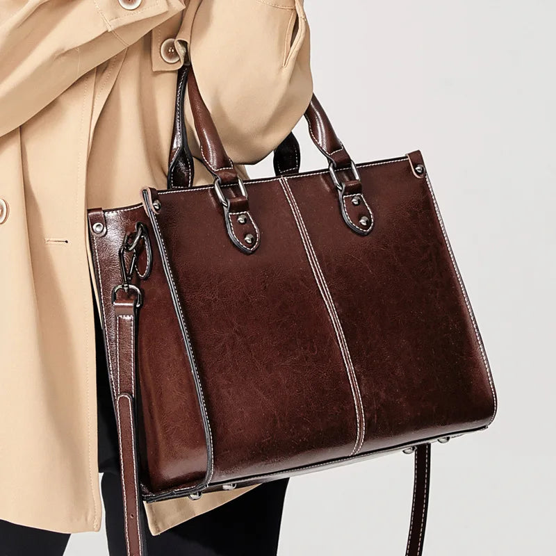 Women Handbags Versatile Crossbody Shoulder Tote Bag Large Capaicty Commuter Shopping Fashion Purses Vintage Cowhide Bolsas