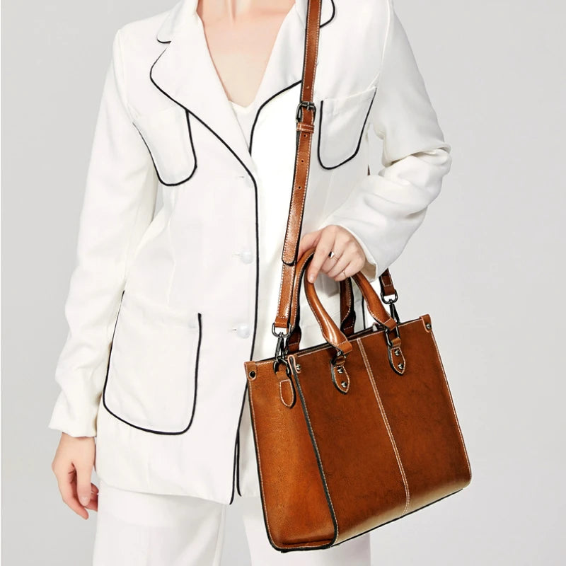 Women Handbags Versatile Crossbody Shoulder Tote Bag Large Capaicty Commuter Shopping Fashion Purses Vintage Cowhide Bolsas