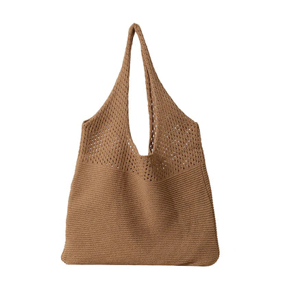 Women Handmade Knitting Weave Shoulder Bag Fashion Trend Large Capacity Handbag Lady Luxury Design Travel Totes