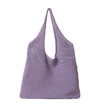 Women Handmade Knitting Weave Shoulder Bag Fashion Trend Large Capacity Handbag Lady Luxury Design Travel Totes