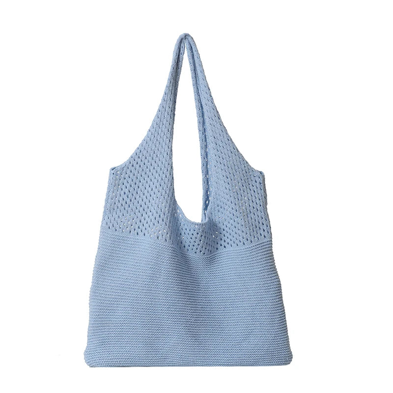 Women Handmade Knitting Weave Shoulder Bag Fashion Trend Large Capacity Handbag Lady Luxury Design Travel Totes