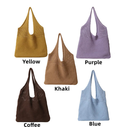 Women Handmade Knitting Weave Shoulder Bag Fashion Trend Large Capacity Handbag Lady Luxury Design Travel Totes