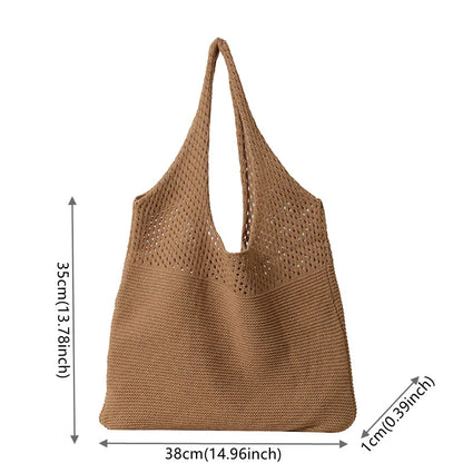 Women Handmade Knitting Weave Shoulder Bag Fashion Trend Large Capacity Handbag Lady Luxury Design Travel Totes