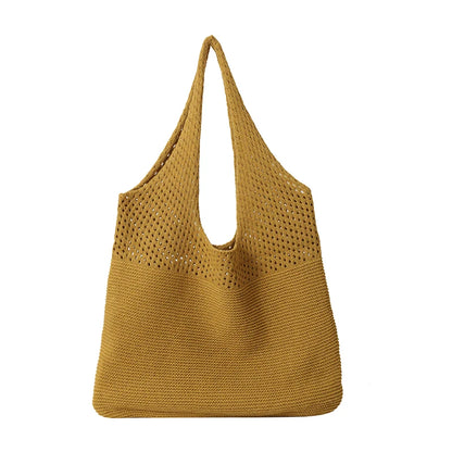 Women Handmade Knitting Weave Shoulder Bag Fashion Trend Large Capacity Handbag Lady Luxury Design Travel Totes