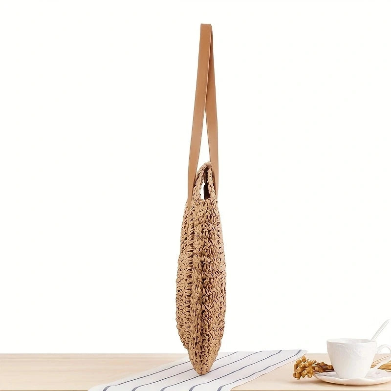 Women Handmade Woven Totes Bag Summer Beach Round Straw Bags for Women Rattan Shoulder Female 2023 Message Handbag