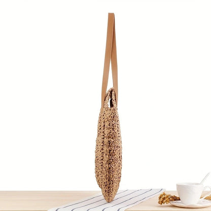 Women Handmade Woven Totes Bag Summer Beach Round Straw Bags for Women Rattan Shoulder Female 2023 Message Handbag