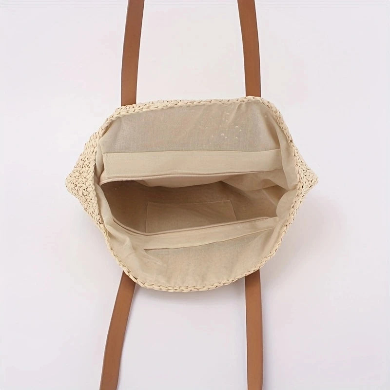 Women Handmade Woven Totes Bag Summer Beach Round Straw Bags for Women Rattan Shoulder Female 2023 Message Handbag