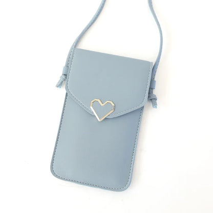 Women Heart-shaped Transparent Screen Mobile Phone Bag 2019 New Mini Messenger Bags Lady Handbag and Purses Small Phone Bag