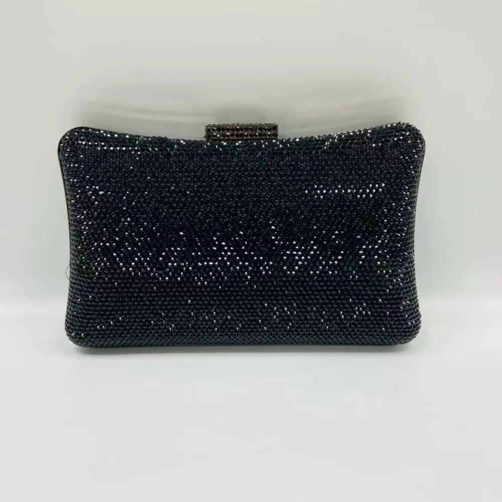 Women High Quality Black Gold Diamond Crystal Handbag Luxury Party Banquet Gala Purse Wedding Bridal Toted Fashion Evening Bag