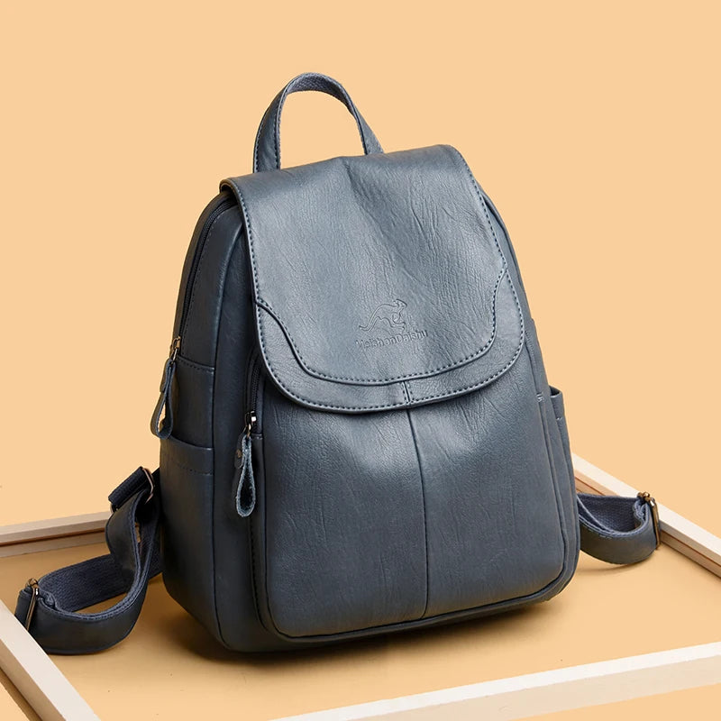 Women High Quality Leather Backpacks Vintage Female Shoulder Bag Sac A Dos Travel Ladies Bagpack Mochilas School Bags for Girls