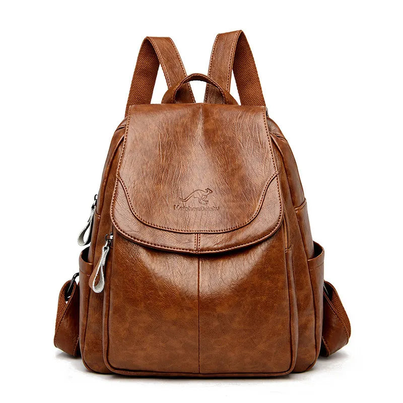 Women High Quality Leather Backpacks Vintage Female Shoulder Bag Sac A Dos Travel Ladies Bagpack Mochilas School Bags for Girls