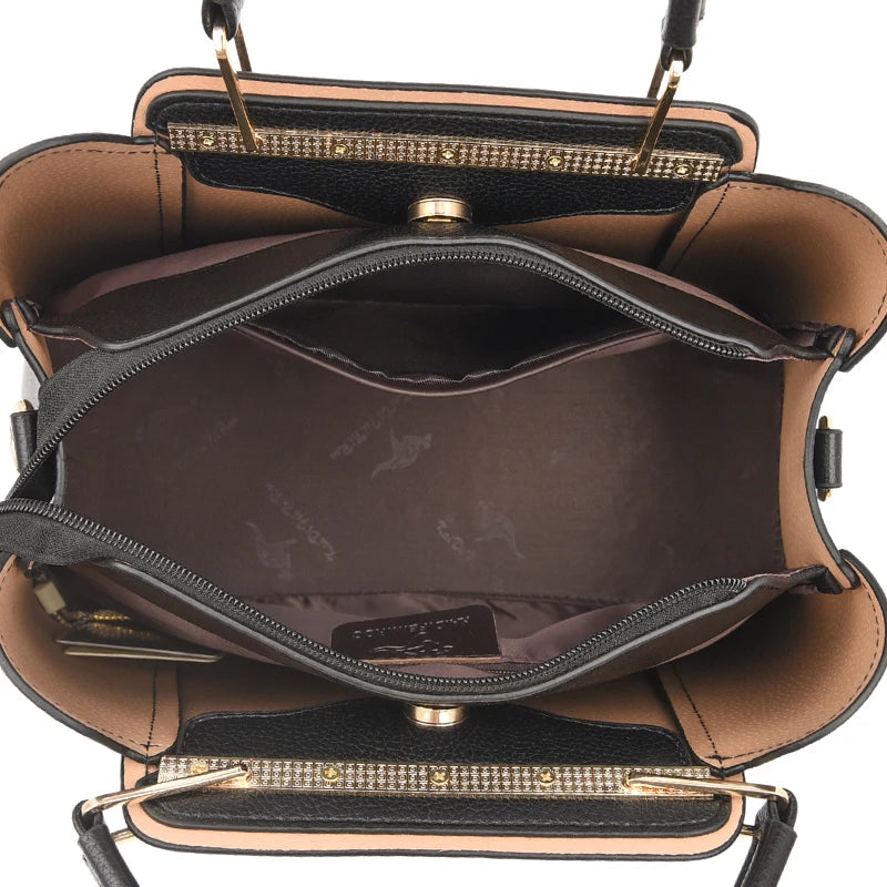 Women High Quality Leather Handbags Luxury Designer 3 Layers Pocket Shoulder Crossbody Bags Ladies Large Capacity Shopping Tote