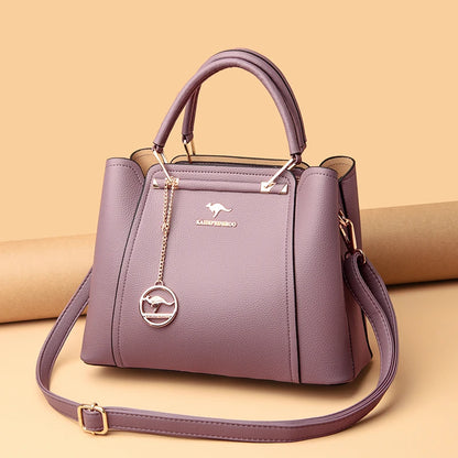 Women High Quality Leather Handbags Luxury Designer 3 Layers Pocket Shoulder Crossbody Bags Ladies Large Capacity Shopping Tote