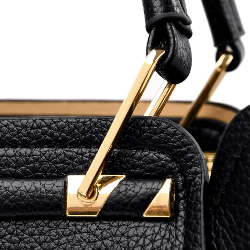 Women High Quality Leather Handbags Luxury Designer 3 Layers Pocket Shoulder Crossbody Bags Ladies Large Capacity Shopping Tote