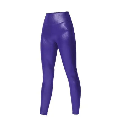 Women High Waist Pants With Sexy Tight Silver Pressed Leggings