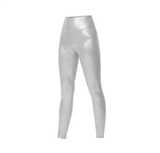 Women High Waist Pants With Sexy Tight Silver Pressed Leggings