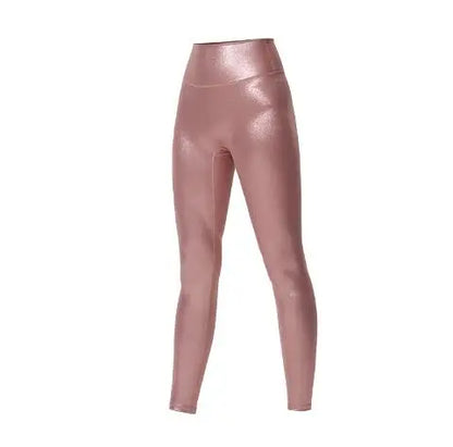Women High Waist Pants With Sexy Tight Silver Pressed Leggings