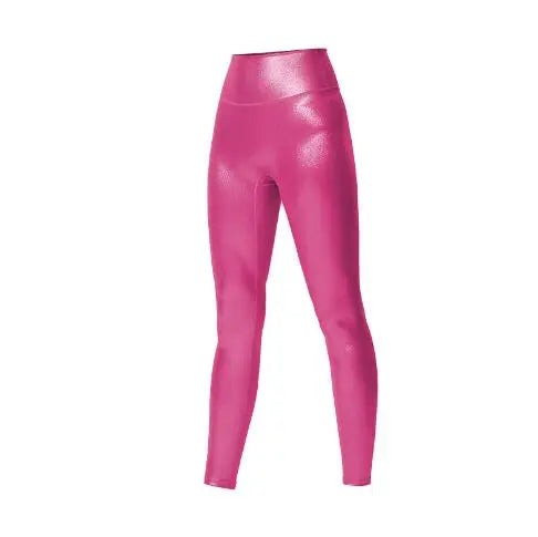 Women High Waist Pants With Sexy Tight Silver Pressed Leggings