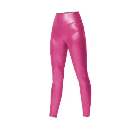Women High Waist Pants With Sexy Tight Silver Pressed Leggings