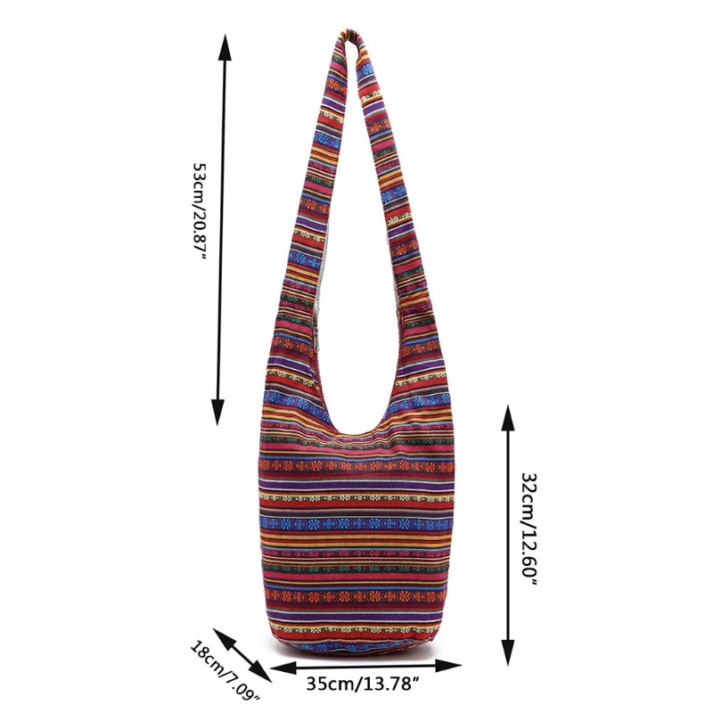 Women Hippie Shoulder Bags Fringe Large Purses Ethnic Tote Handbag Travel Bag