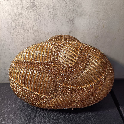 Women Hollow Gold Gala Banquet Toted Handbags Crystal Diamond Dinner Party Handbag Lady Clutch Purse Wedding Bridal Evening Bag