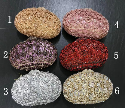 Women Hollow Out Crystal Banquet Cocktail Prom Purse Diamond Birthday Party Handbag Wedding Bridal Elegant Female Evening Bag