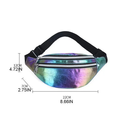 Women Holographic Waist Fanny Pack Belt Bag Travel Hip Bum Chest Phone Pouch