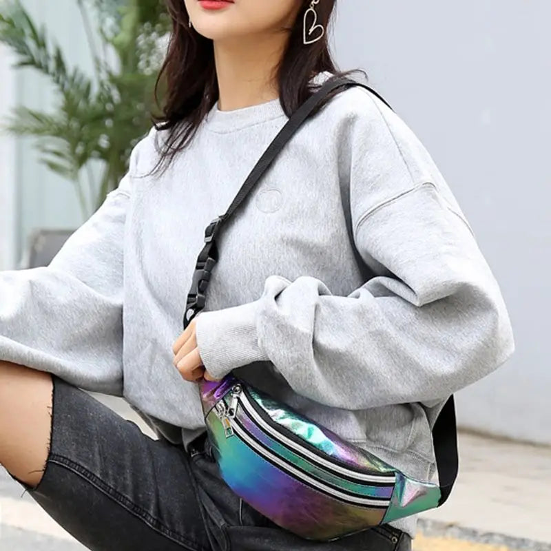 Women Holographic Waist Fanny Pack Belt Bag Travel Hip Bum Chest Phone Pouch