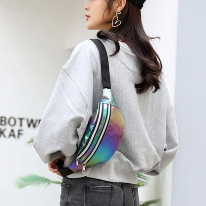 Women Holographic Waist Fanny Pack Belt Bag Travel Hip Bum Chest Phone Pouch