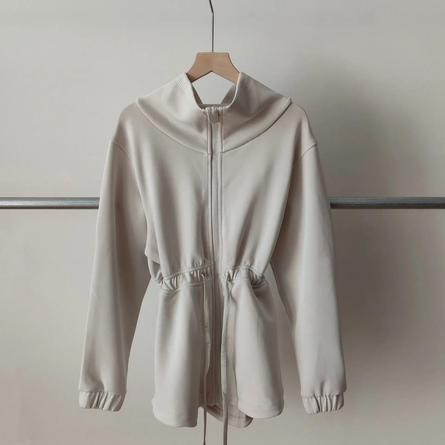 Women Jacket Zipper Drawstring Waist Top 5 Color Autumn And Winter Jacket