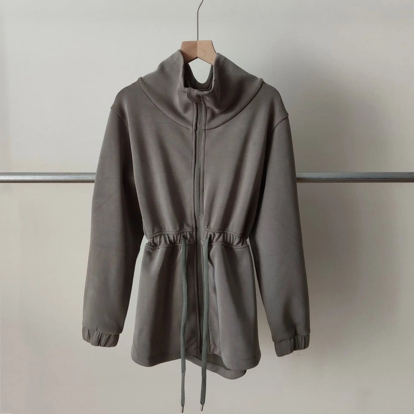 Women Jacket Zipper Drawstring Waist Top 5 Color Autumn And Winter Jacket