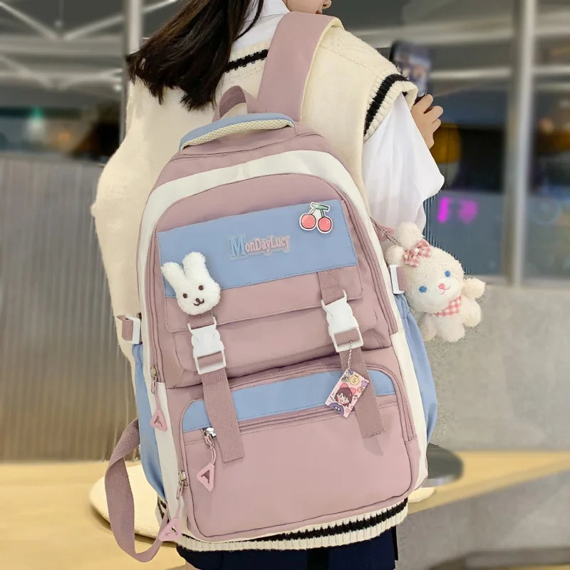 Women Kawaii Laptop School Bag Leisure Girl Harajuku College Backpack Female Cute Nylon Backpack Fashion Ladies Travel Book Bags