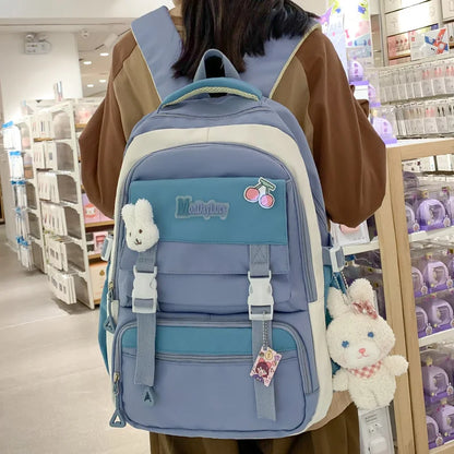 Women Kawaii Laptop School Bag Leisure Girl Harajuku College Backpack Female Cute Nylon Backpack Fashion Ladies Travel Book Bags