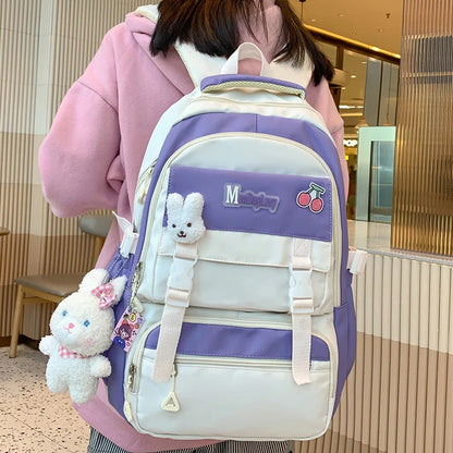 Women Kawaii Laptop School Bag Leisure Girl Harajuku College Backpack Female Cute Nylon Backpack Fashion Ladies Travel Book Bags