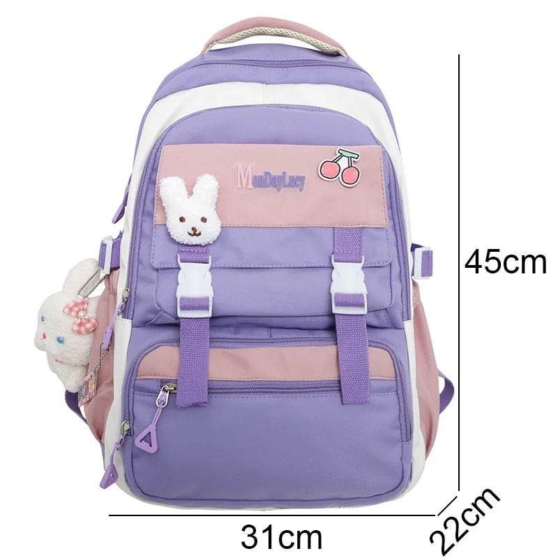 Women Kawaii Laptop School Bag Leisure Girl Harajuku College Backpack Female Cute Nylon Backpack Fashion Ladies Travel Book Bags