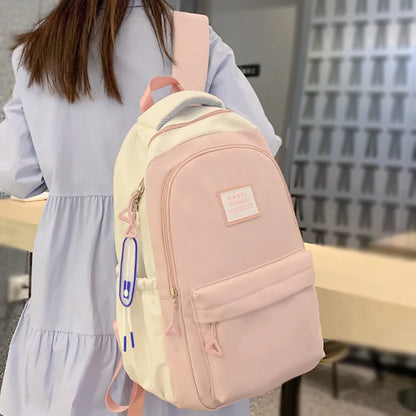Women Kawaii Pink Laptop School Bag Leisure Girl College Backpack Trendy Female Cute Nylon Backpack Fashion Lady Travel Book Bag