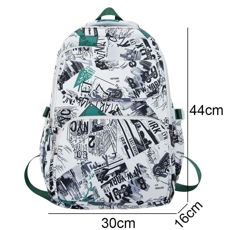 Women Kawaii Printing Laptop School Bag Cool Girl Trendy Female Cute Student College Backpack Fashion Lady Nylon Travel Book Bag