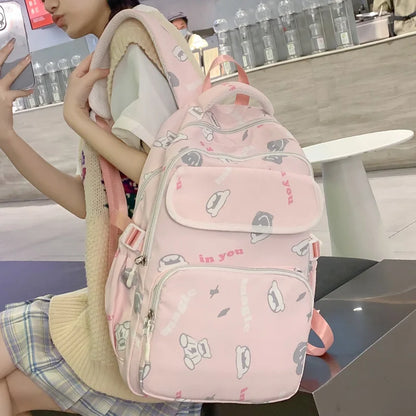 Women Kawaii Printing Laptop School Bag Cool Girl Trendy Female Cute Student College Backpack Fashion Lady Nylon Travel Book Bag