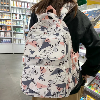 Women Kawaii Printing Laptop School Bag Cool Girl Trendy Female Cute Student College Backpack Fashion Lady Nylon Travel Book Bag