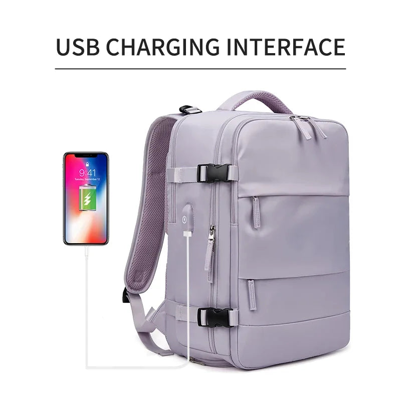 Women Laptop Backpack 15.6inch Teenage girl USB charging school Backpack Independent Shoe bag travel Backpack