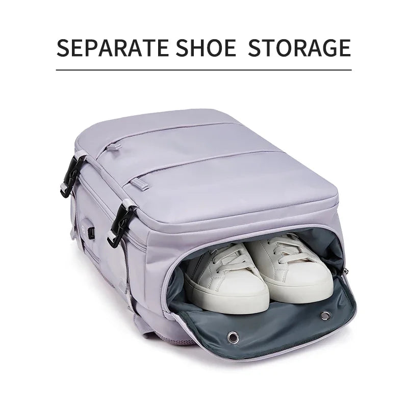 Women Laptop Backpack 15.6inch Teenage girl USB charging school Backpack Independent Shoe bag travel Backpack