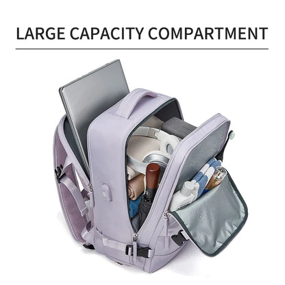 Women Laptop Backpack 15.6inch Teenage girl USB charging school Backpack Independent Shoe bag travel Backpack