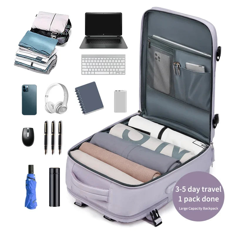 Women Laptop Backpack 15.6inch Teenage girl USB charging school Backpack Independent Shoe bag travel Backpack