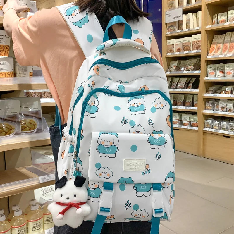 Women Laptop Cartoon School Kawaii Bags Waterproof Printing Girl Cute Travel College Backpack Fashion Female Lady Book Bag Nylon