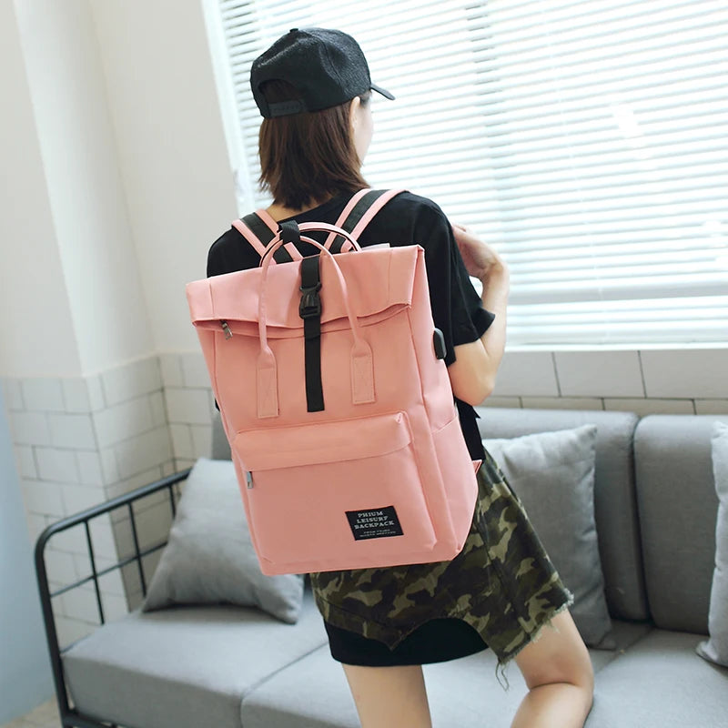 Women Large Capacity Canvas Backpack Multifunctional Shoulder Laptop Rucksack USB School Bag Fashion Travel Backpack for Girls