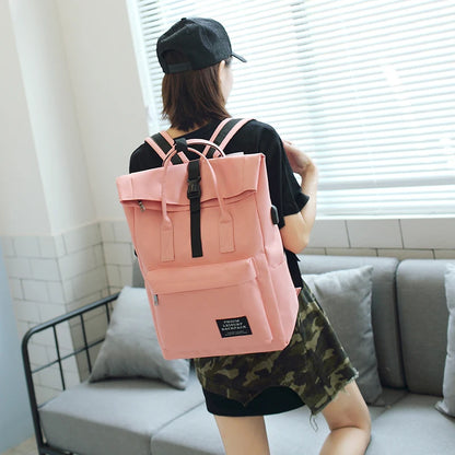 Women Large Capacity Canvas Backpack Multifunctional Shoulder Laptop Rucksack USB School Bag Fashion Travel Backpack for Girls