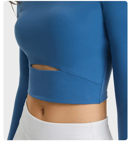 Women Long Sleeve Casual T Shirts Basic O Neck Crop Top Soft Korean Fashion Tees Blouse
